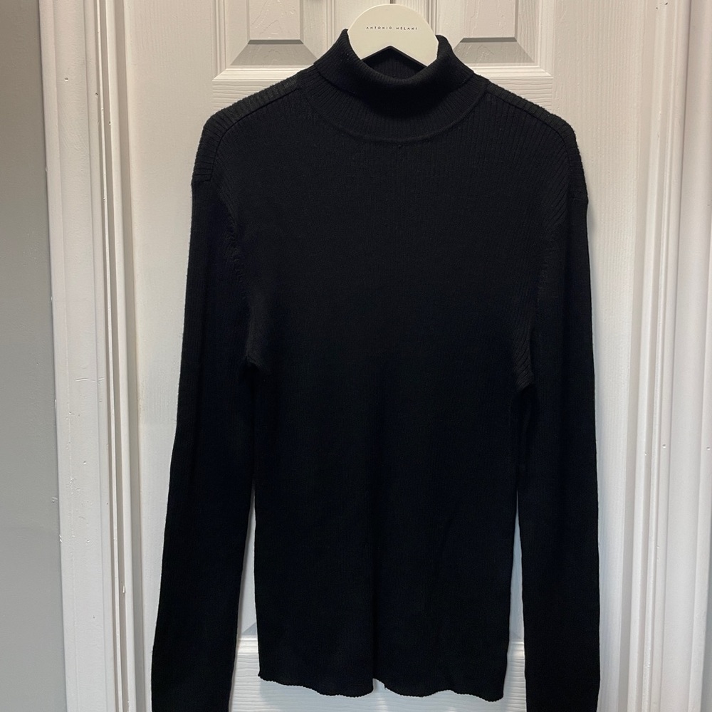 JF J.Ferrar Merino Wool Blend Black Sweater